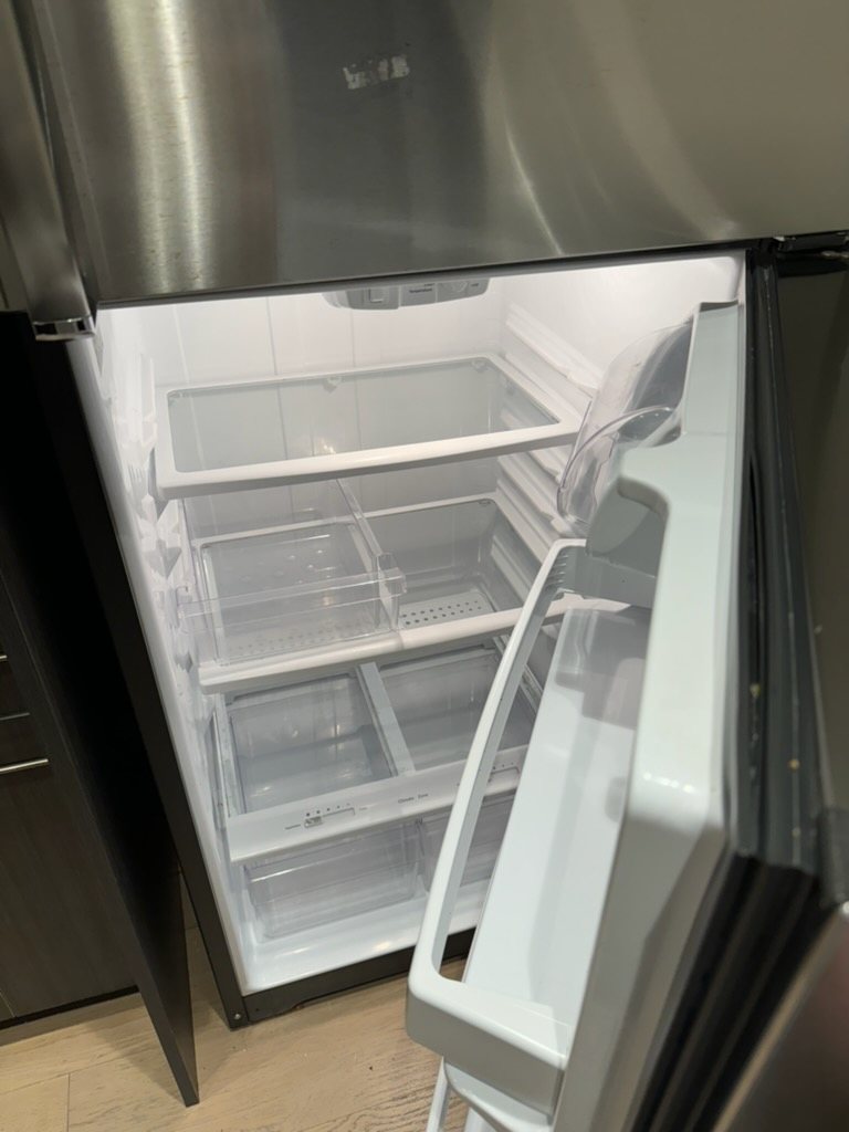 Refrigerator, shelves & drawers cleaned out