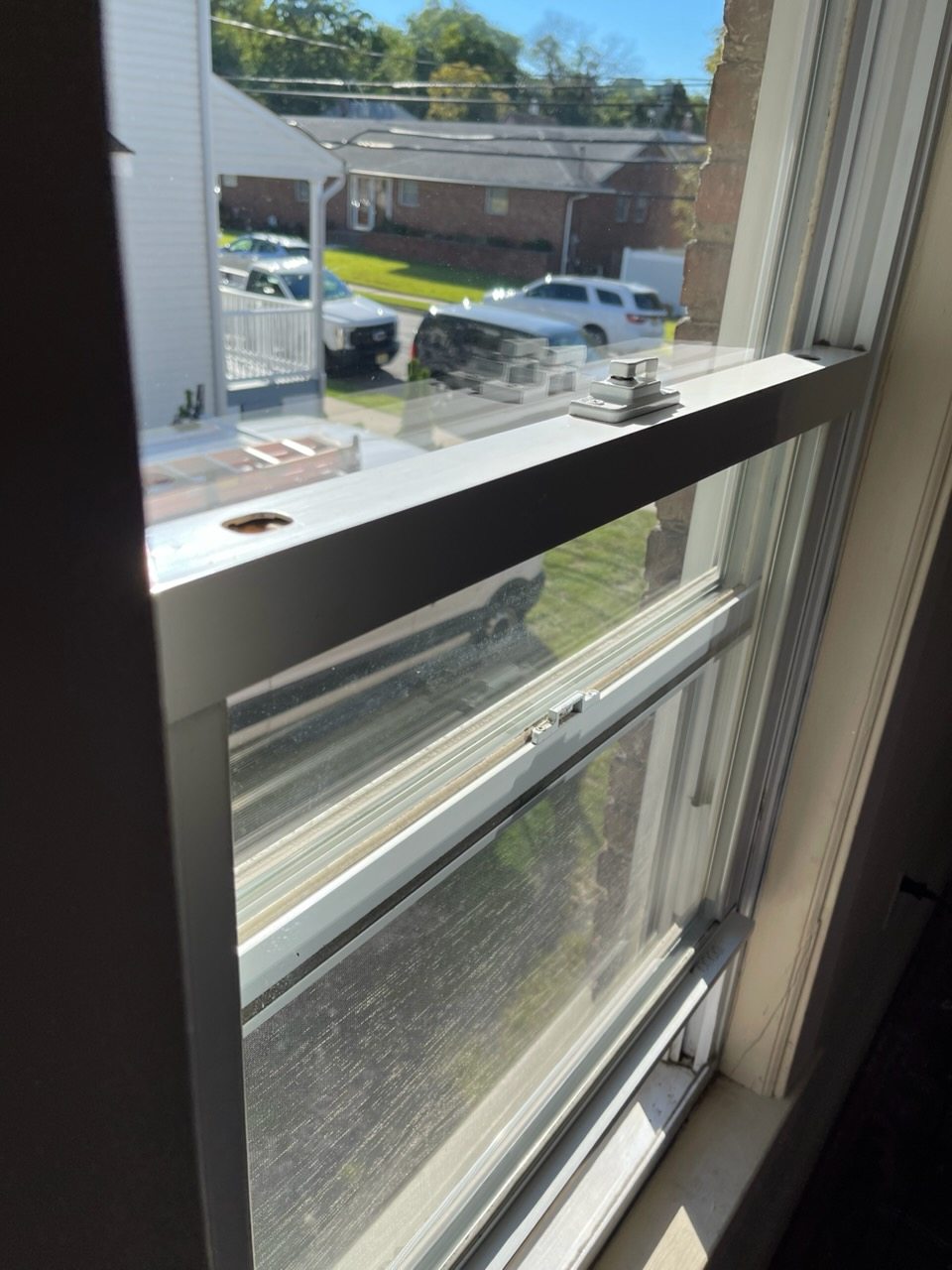 Interior windows, tracks & glass wiped clear